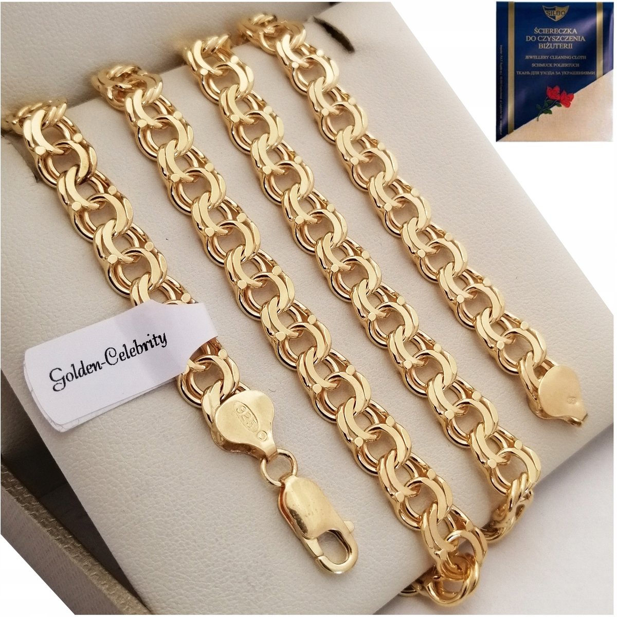 ZŁOTY MĘSKI MASYWNY ŁAŃCUSZEK GARIBALDI SREBRO 925