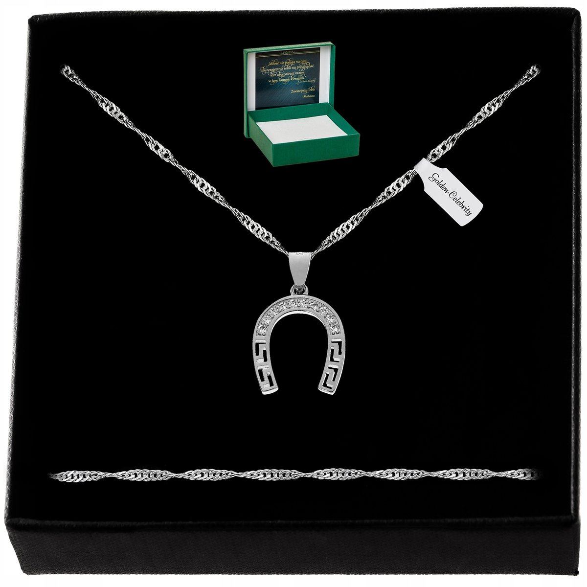 SREBRNY NASZYJNIK PODKOWA NA SZCZĘŚCIE 925 +DARMOWE DODATKI