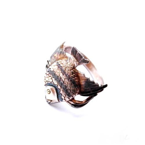 Pierścionek srebrny z Brązową Rybką
