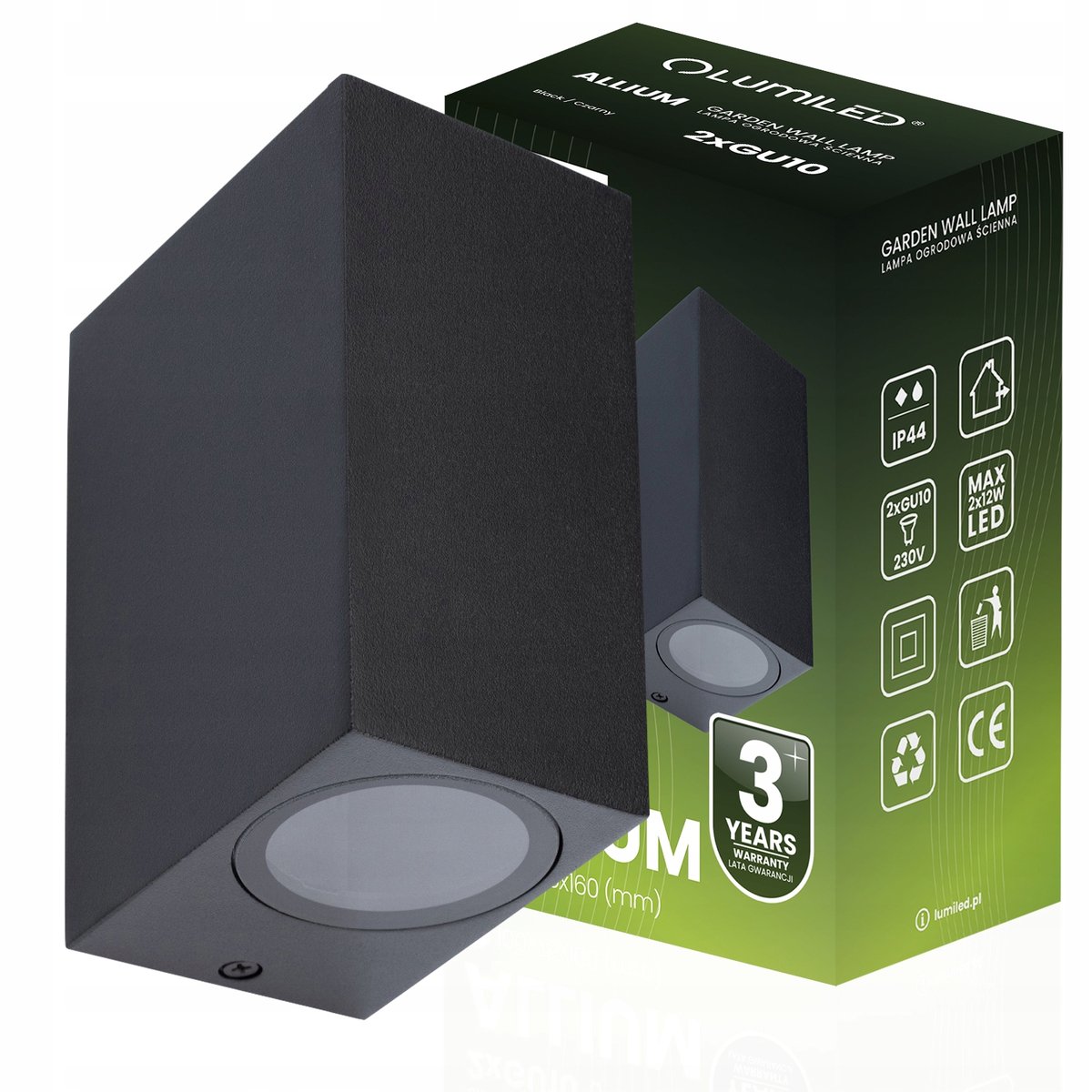 Kinkiet Ogrodowy Lampa Ogrodowa Zewnętrzna Elewacyjna ŚCIENNA 2x GU10 LED