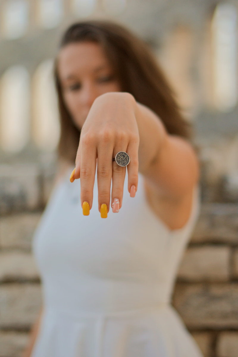 Dysk - pierścionek srebrny