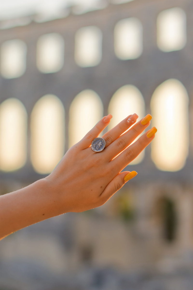 Moneta - pierścionek srebrny