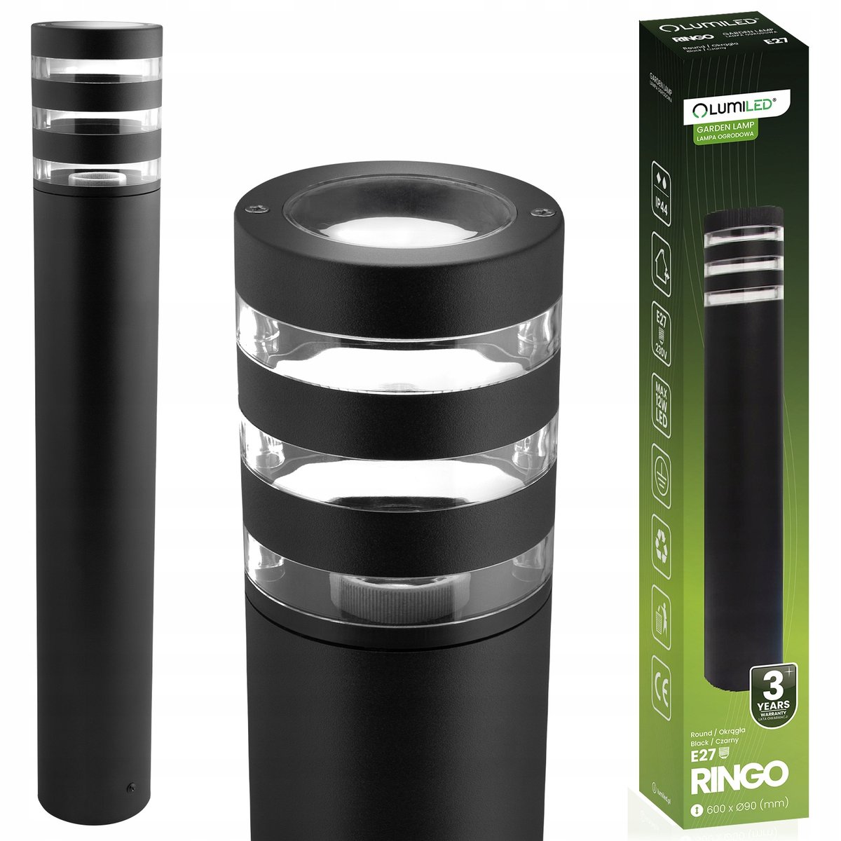 Lampa LED Ogrodowa Zewnętrzna Stojąca Słupek na Żarówke E27 230V IP44 60cm