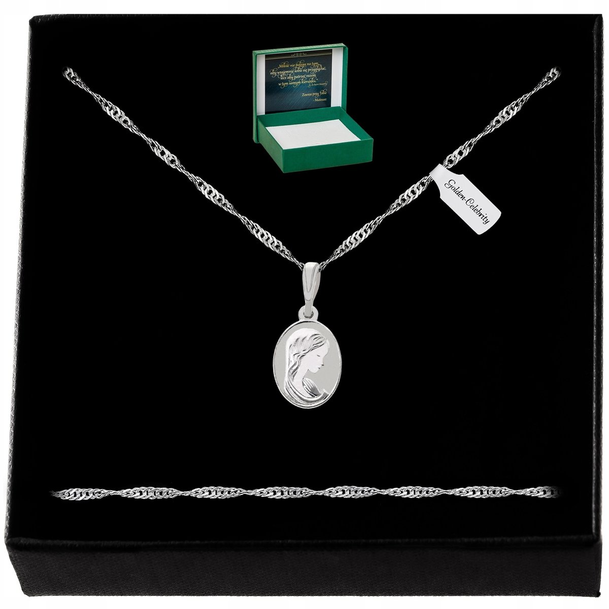 PIĘKNY ŁAŃCUSZEK + MEDALIK PR.925 NA PREZENT DLA DZIEWCZYNY, KOBIETY, CÓRKI