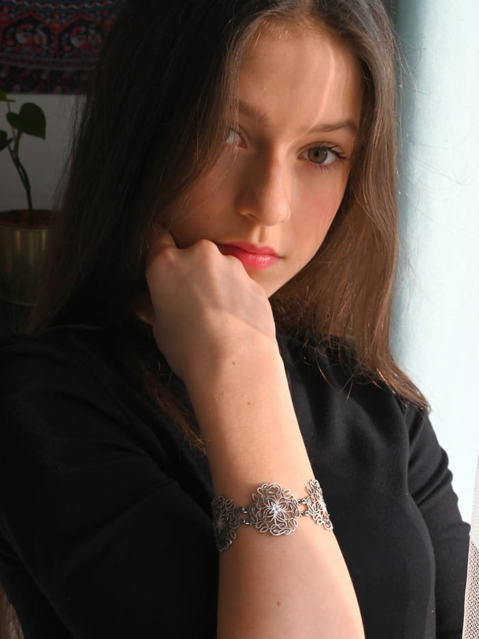 Bransoletka srebrna - Ażurowa bransoletka mała