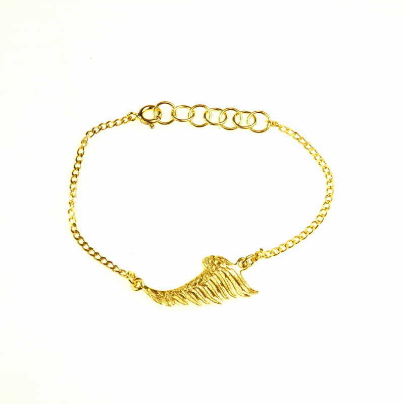 Bransoletka na łańcuszku ze skrzydłem  pozłacana