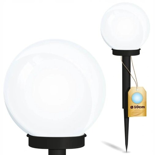 BIAŁA KULA WBIJANA LAMPA SOLARNA DUŻA LAMPKA OGRODOWA LAMPKI SOLARNE LED