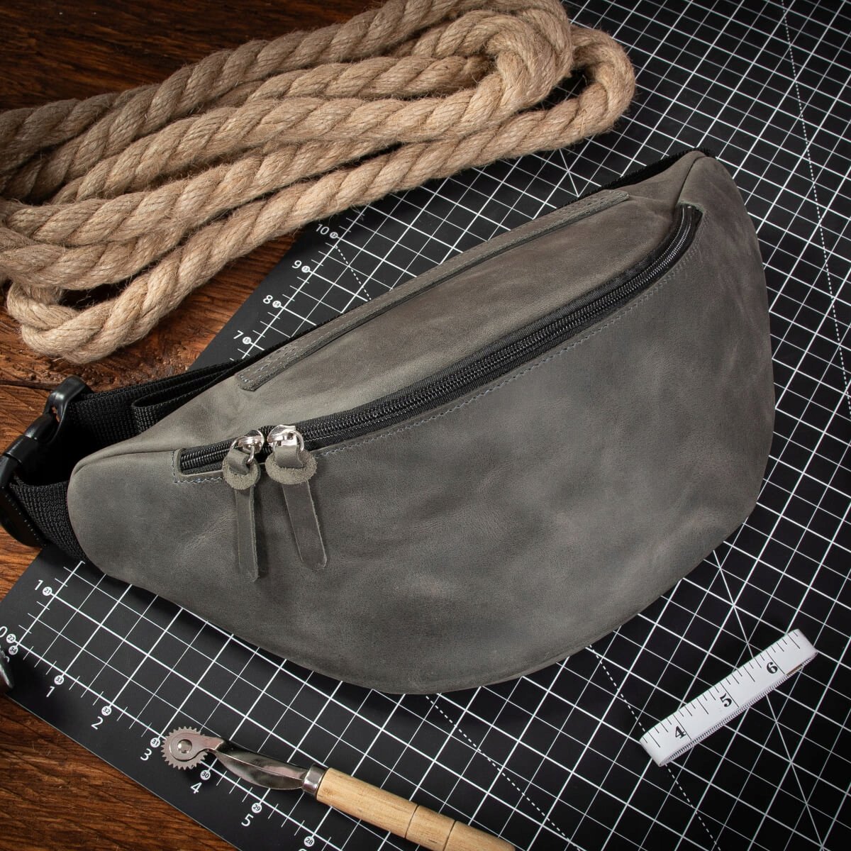 Nerka Skórzana Męska Duża XL Szara Popielata Elegancka Belveder NX19