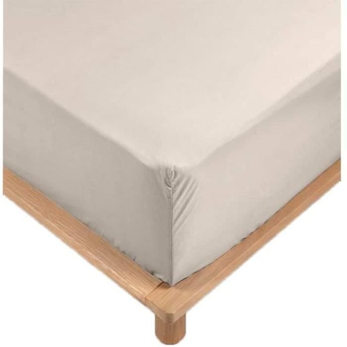 Perkalowe prześcieradło 90x190 cm Bonnet 30 cm Natural
