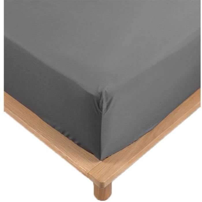 Perkalowe prześcieradło 90x190 cm Bonnet 30 cm Antracyt