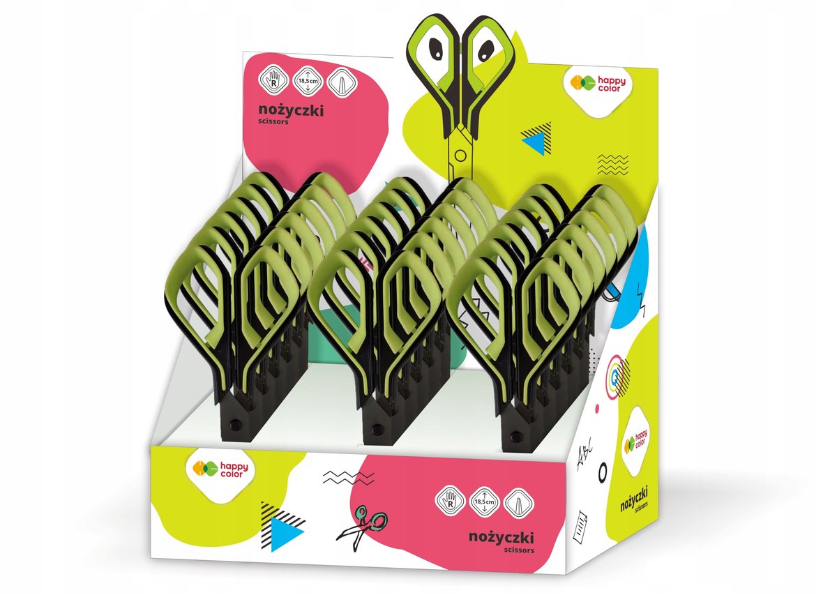 Nożyczki szkolne biurowe 18,5 cm Happy Color 1572
