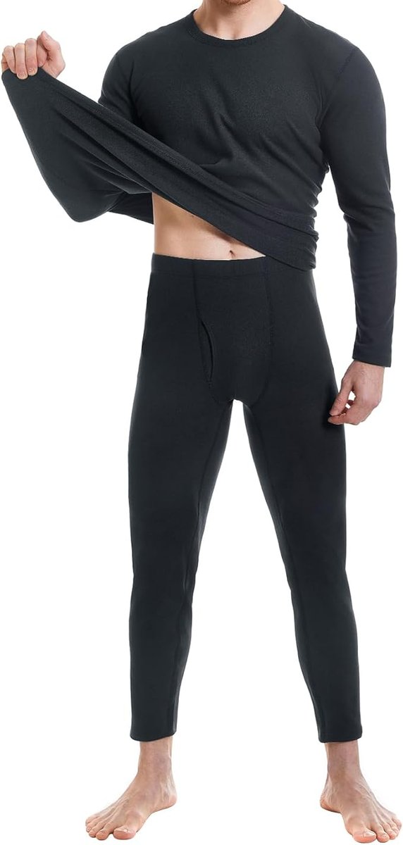 SIMIYA Bielizna Termiczna z Polarem Wewnętrznym Ultralekka Czarny 3XL