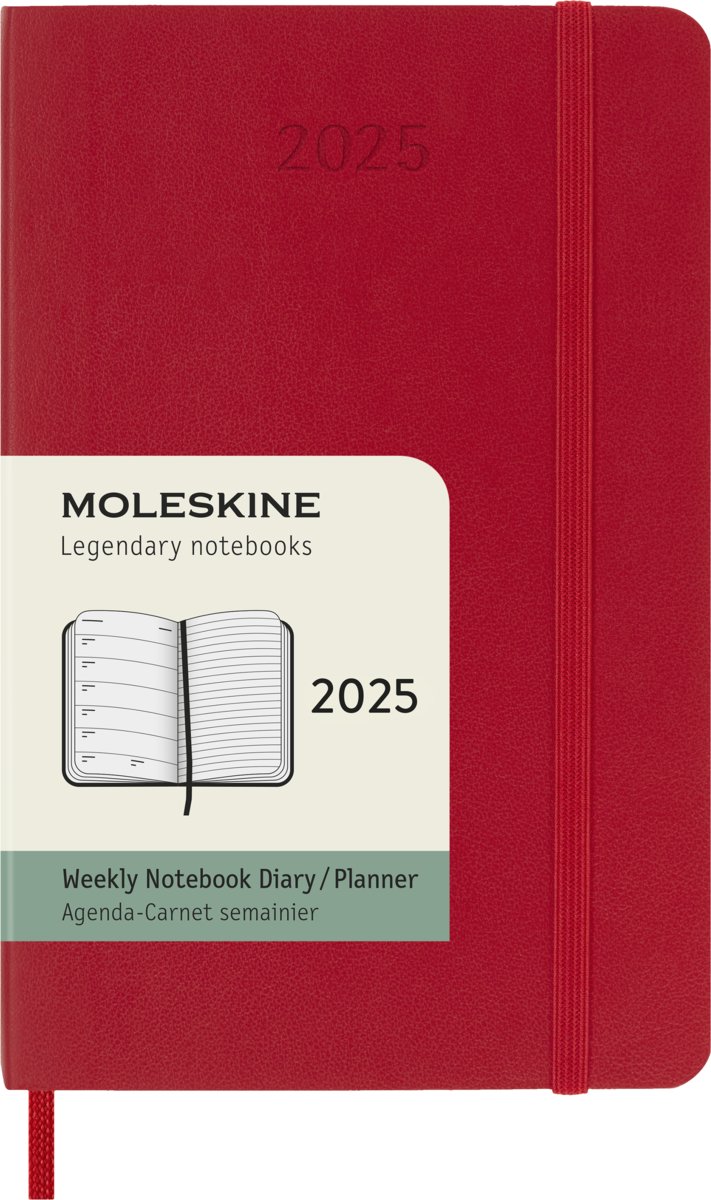 MOLESKINE kalendarz 2025 CZERWONY POCKET WEEKLY SOFT TYGODNIOWY (9x14)