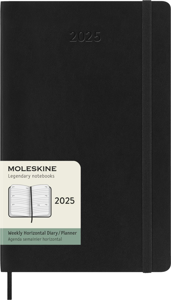MOLESKINE kalendarz 2025 CZARNY LARGE HORIZONTAL TYGODNIOWY SOFT (13x21)