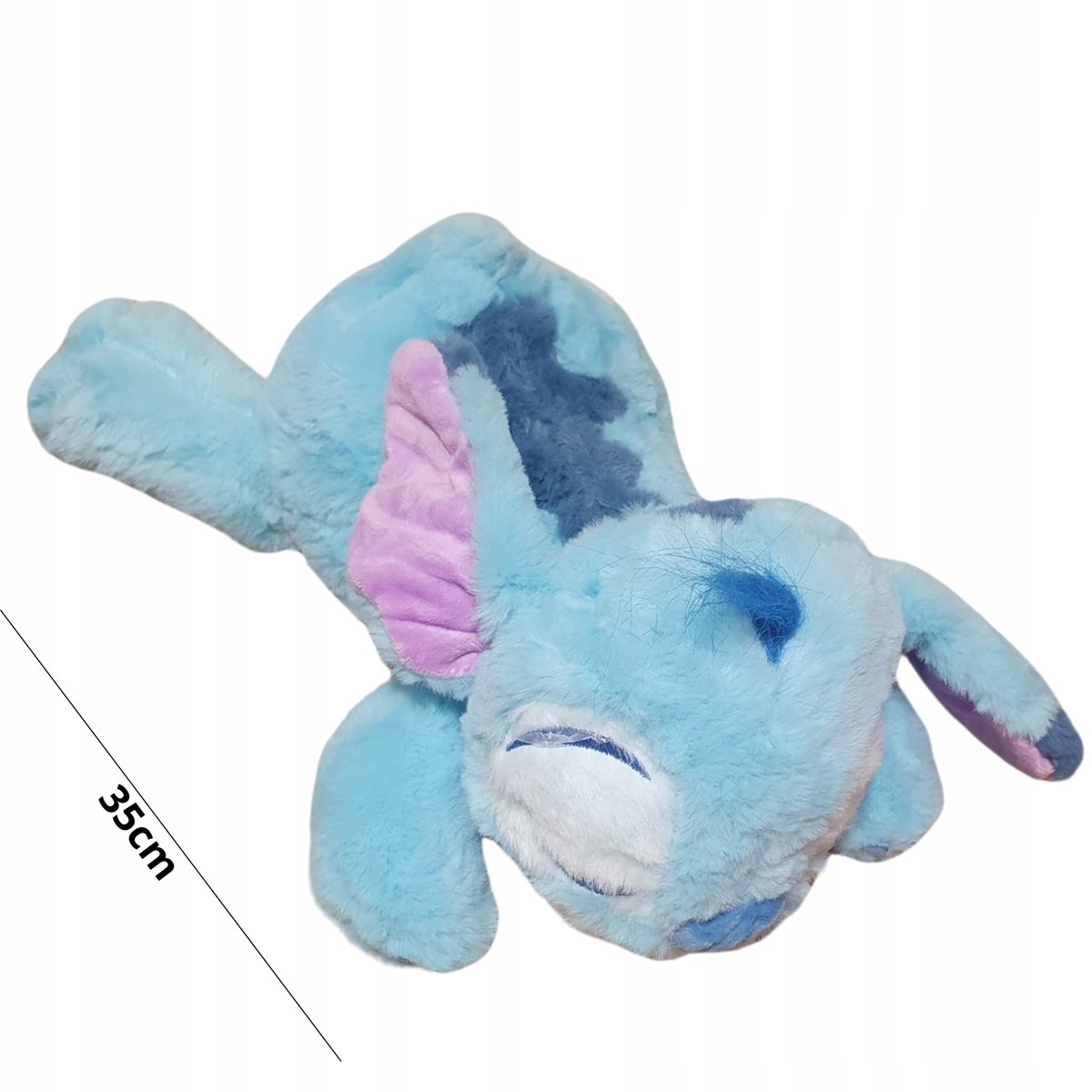 Maskotka Stich 35cm Pluszak Leżący Śpiący Urocza Przytulanka niebieska