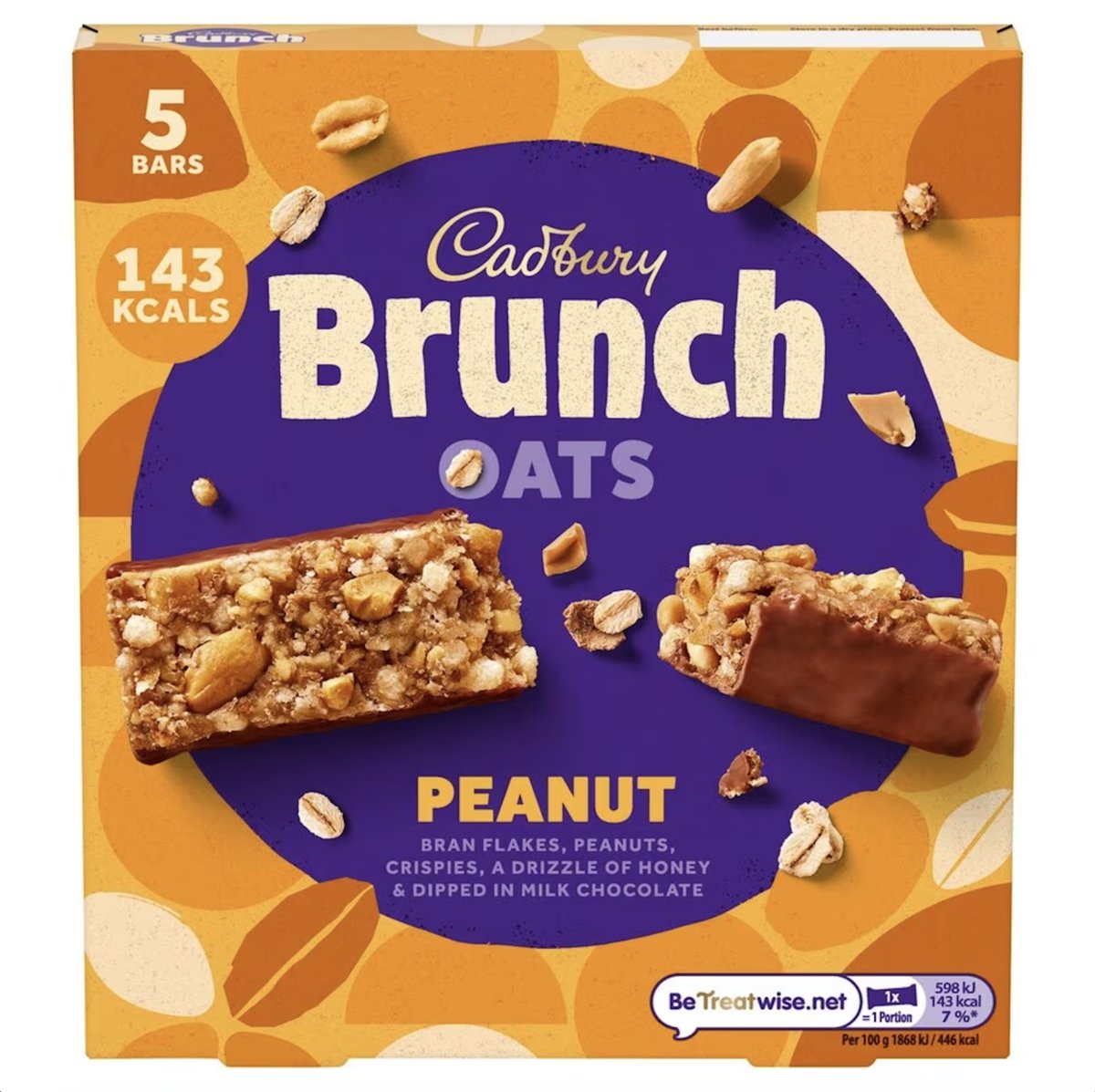 Cadbury Brunch Oats Peanut batony zbożowe z orzeszkami ziemnymi 5x32 g