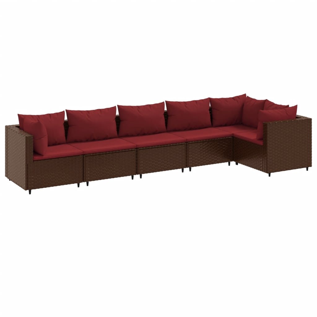 vidaXL 6-cz zestaw wypoczynkowy do ogrodu, poduszki, brązowy rattan PE