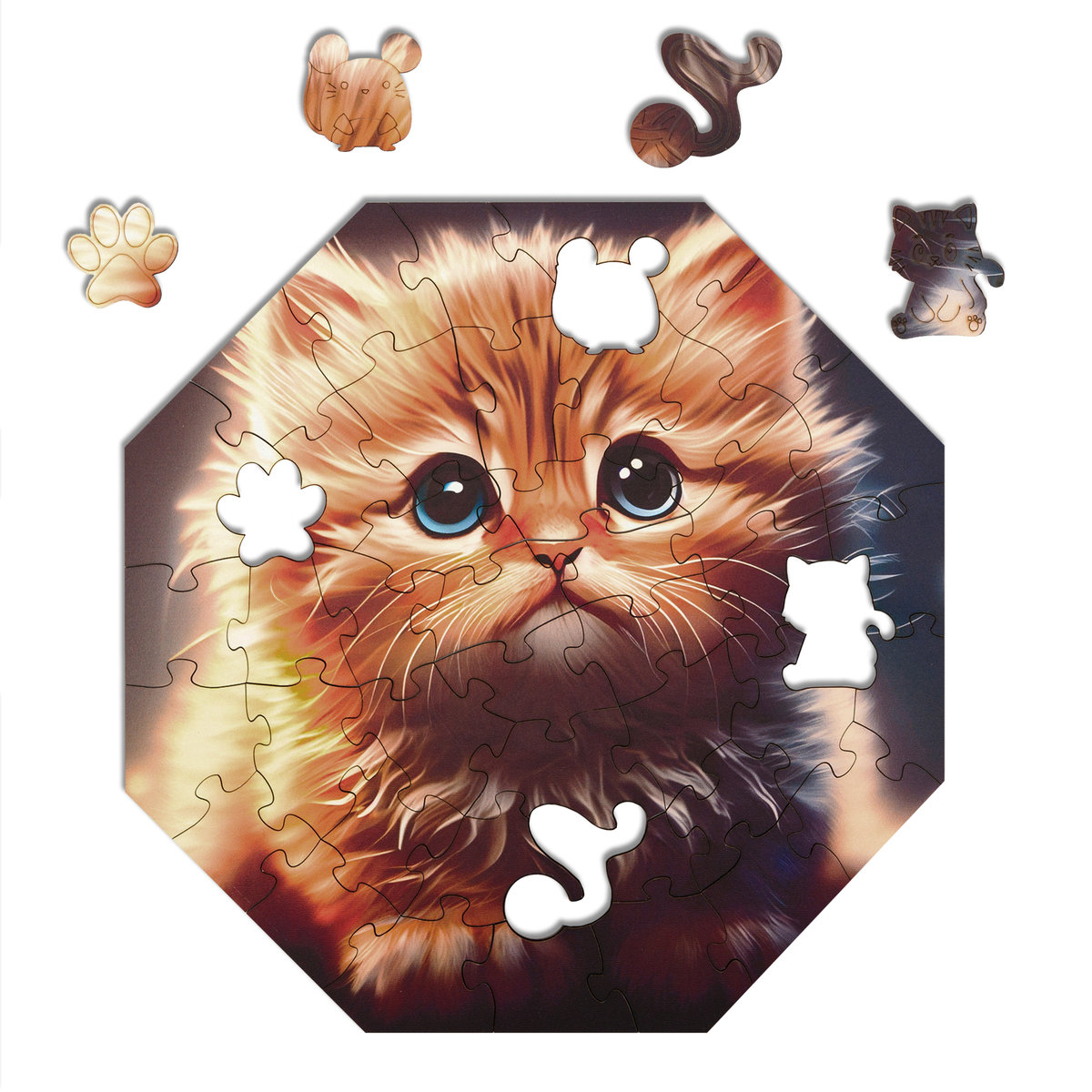 Puzzle drewniane Milliwood - Hi, I'm little – Cali Cat 29x29 - 46 El.