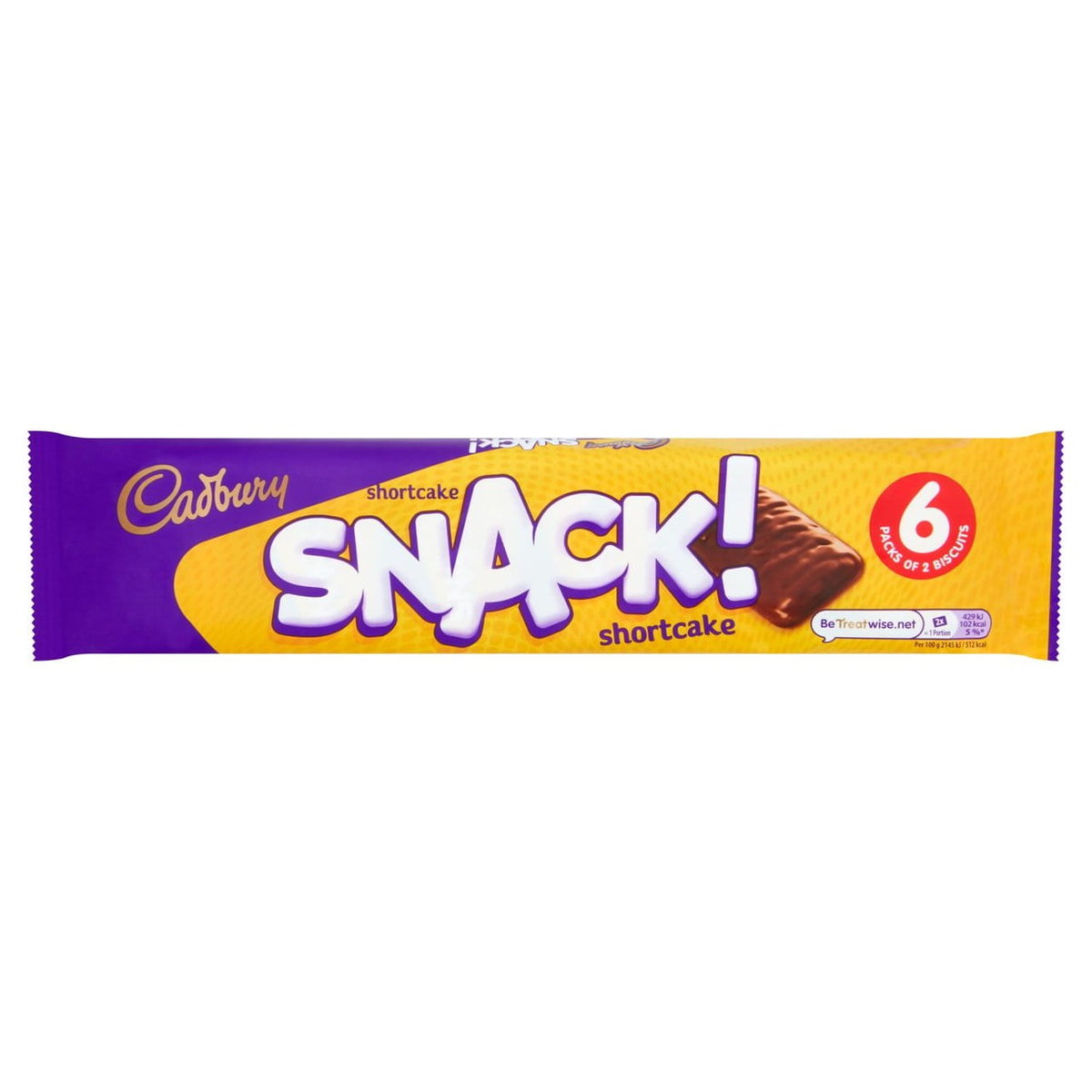 Cadbury Snack Shortcake kruche herbatniki w mlecznej czekoladzie 6x20 g
