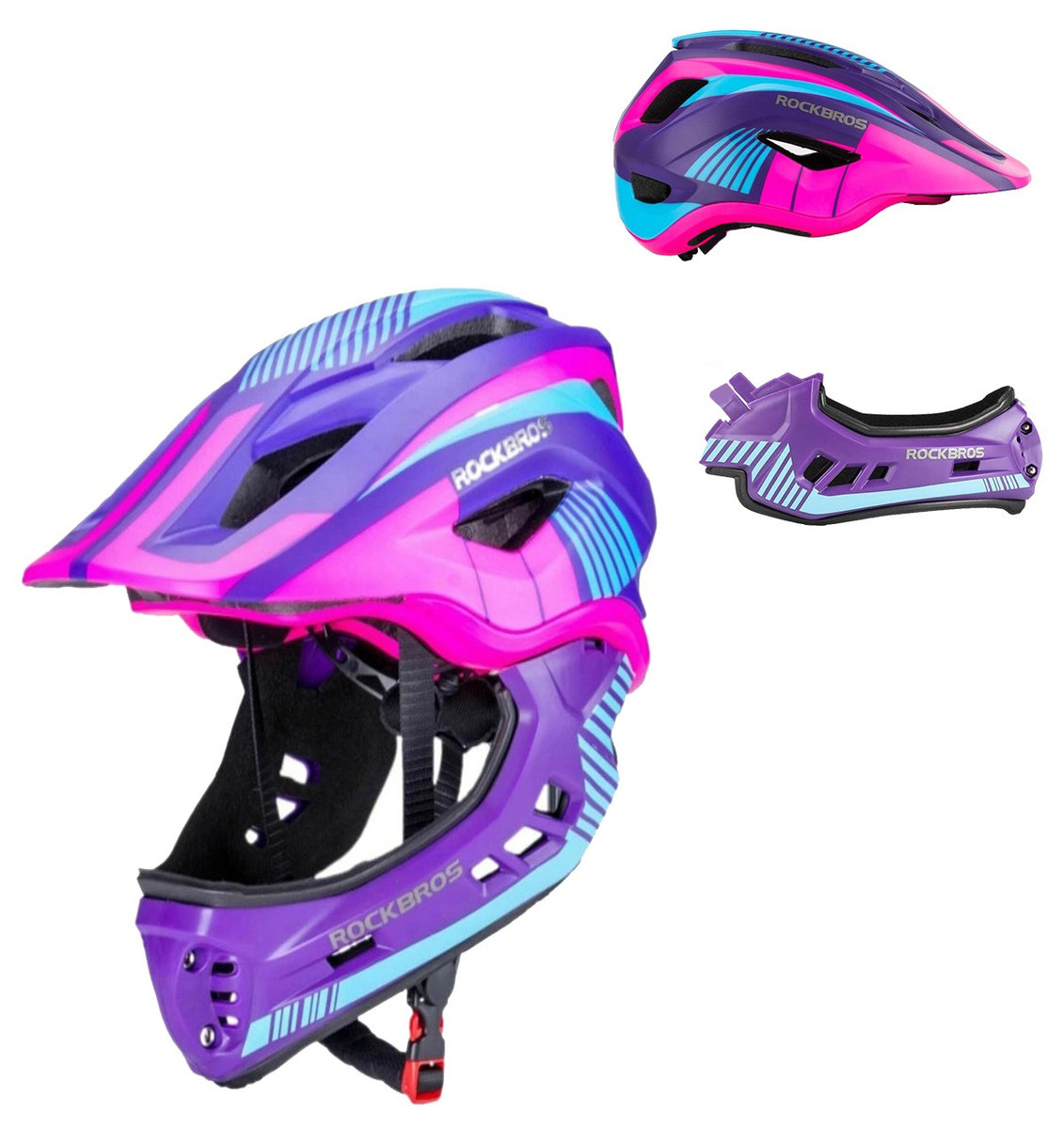 Kask rowerowy dziecięcy, Szczękowy, Ochronny na rower, hulajnogę, ROCKBROS