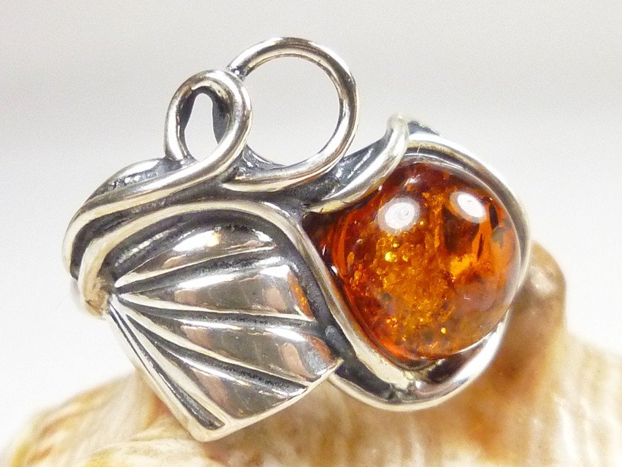 112-95 Pierścionek Srebro z Bursztynem - rozm.13