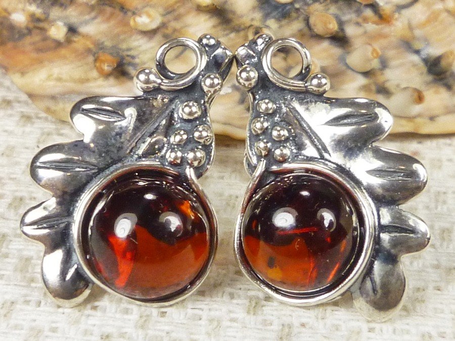 219-30 Kolczyki Srebro z Bursztynem