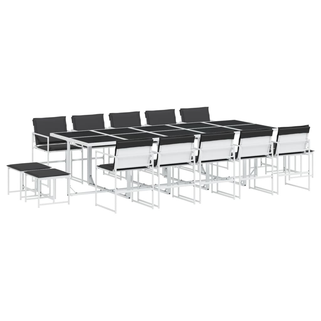 vidaXL 15-cz. zestaw mebli ogrodowych z poduszkami, biały, textilene