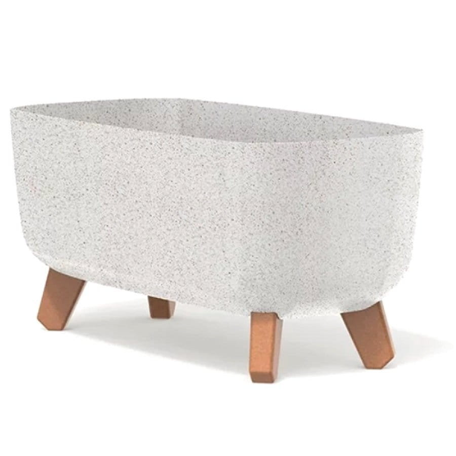 Doniczka Gracia CASE Eco Wood 39cm BIAŁA-BOHO - osłonka skrzynka na nóżkach