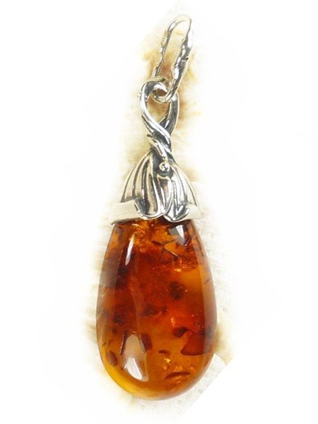 621-43 Wisiorek Srebro z Bursztynem