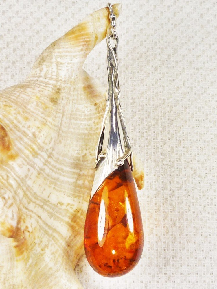 620-509 Wisiorek Srebro z Bursztynem -HAND MADE-