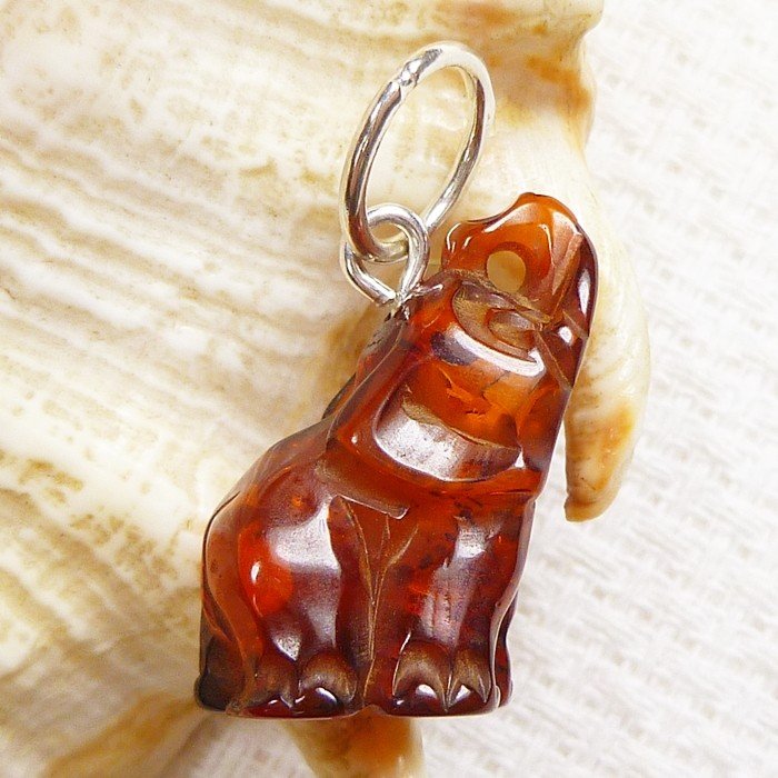 688-16 Wisiorek Srebro z Bursztynem -HAND MADE-