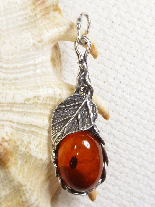 626-6 Wisiorek Srebro z Bursztynem