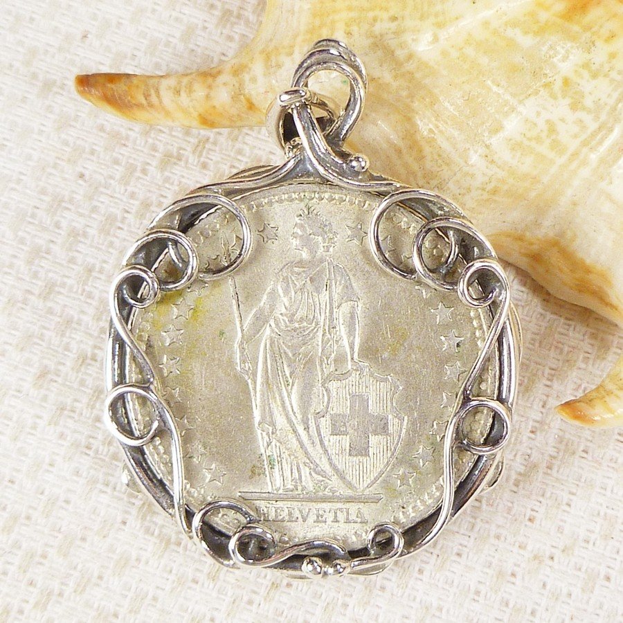 661-9 Wisiorek Oprawa Srebrna do Monety -HAND MADE