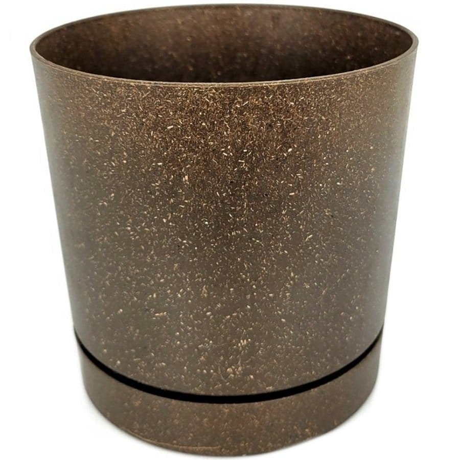 Doniczka z podstawką TUBO P ECO WOOD 24cm BRĄZ KAWOWY plastikowo-drewniana