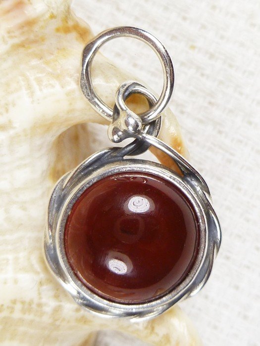 613-22 Wisiorek Srebro z Bursztynem -HAND MADE-