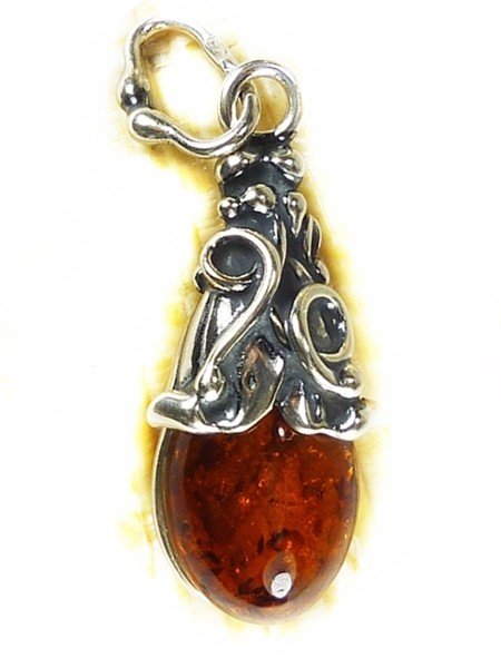 601-23 Wisiorek Srebro z Bursztynem