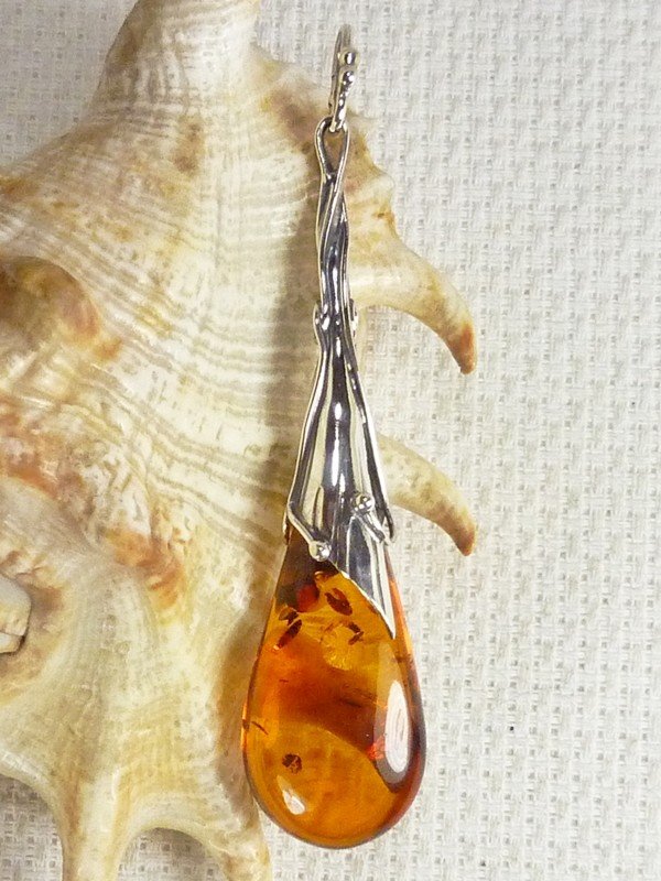 620-508 Wisiorek Srebro z Bursztynem -HAND MADE-