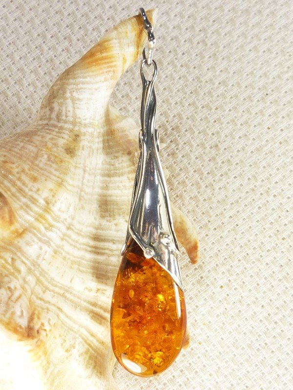 620-313 Wisiorek Srebro z Bursztynem -HAND MADE-