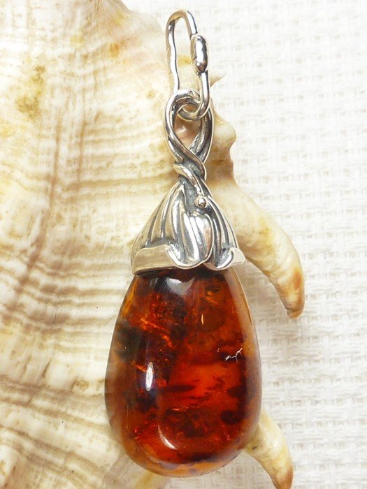 621-55 Wisiorek Srebro z Bursztynem