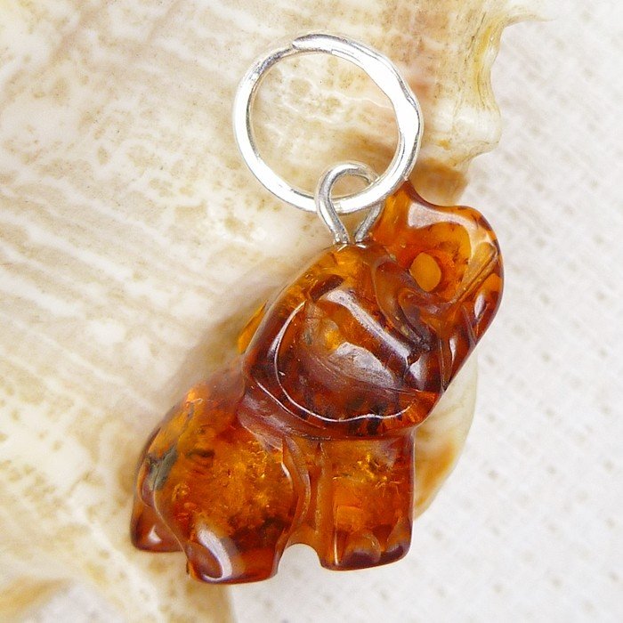 688-40 Wisiorek Srebro z Bursztynem -HAND MADE-