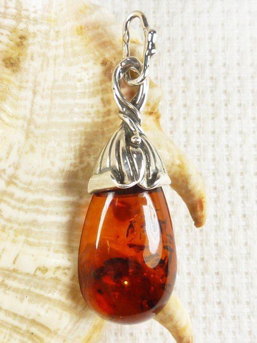 621-71 Wisiorek Srebro z Bursztynem