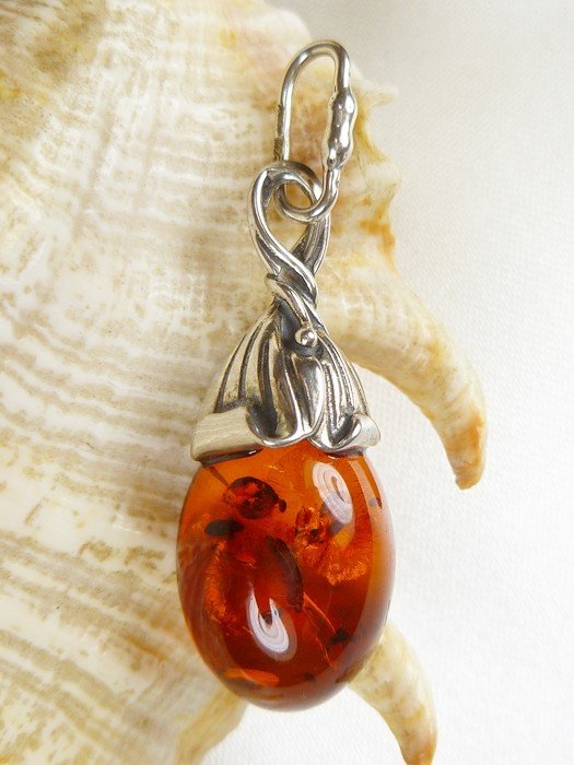 621-72 Wisiorek Srebro z Bursztynem