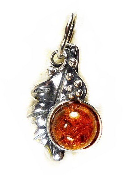 609-21 Wisiorek Srebro z Bursztynem