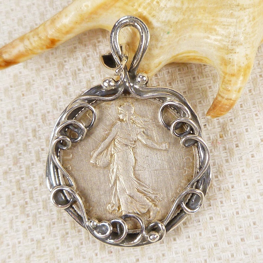661-15 Wisiorek Oprawa Srebrna do Monety -HAND MADE