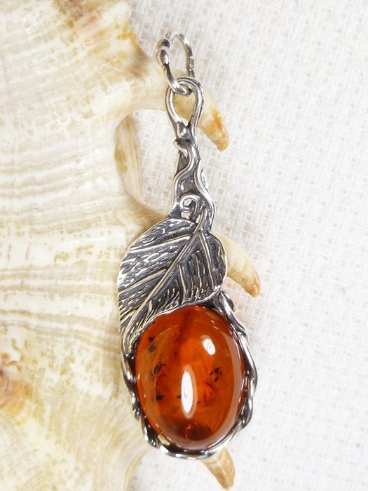 626-5 Wisiorek Srebro z Bursztynem