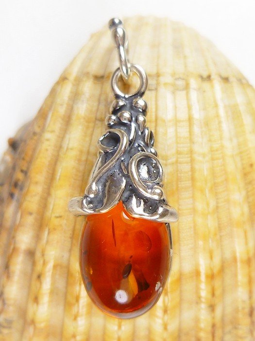 601-41 Wisiorek Srebro z Bursztynem