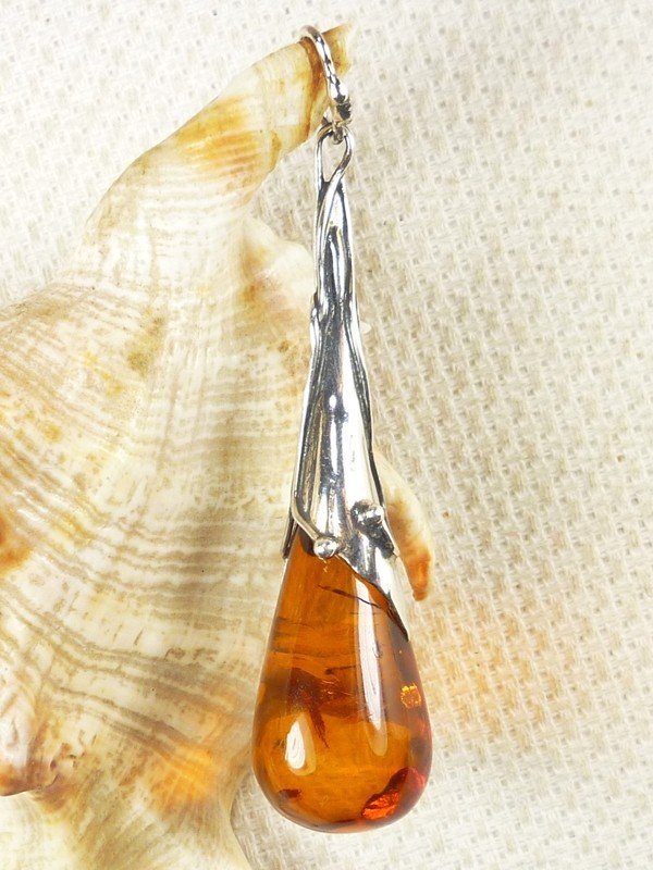 620-502 Wisiorek Srebro z Bursztynem -HAND MADE-