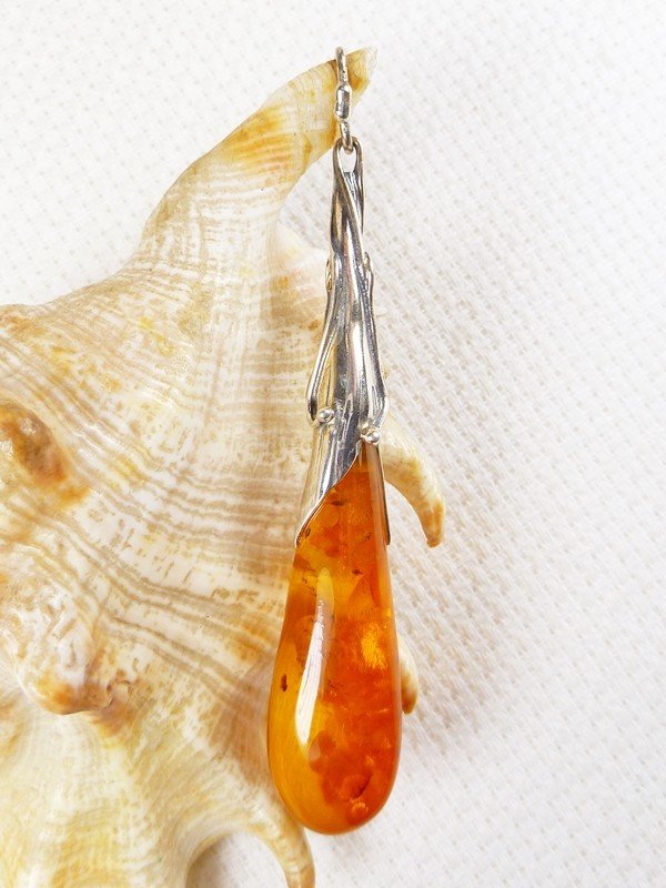 620-329 Wisiorek Srebro z Bursztynem -HAND MADE-