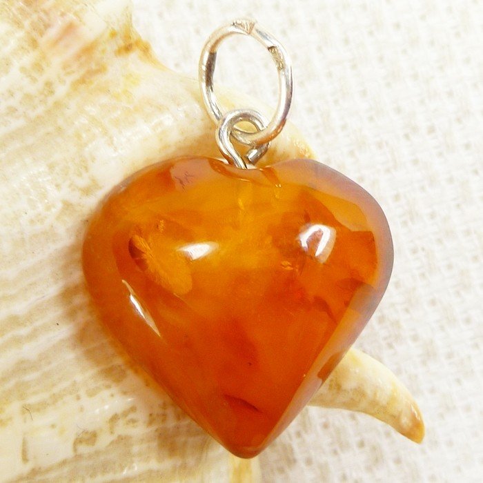 650-65 Serduszko Wisiorek Srebro 925 Bursztyn