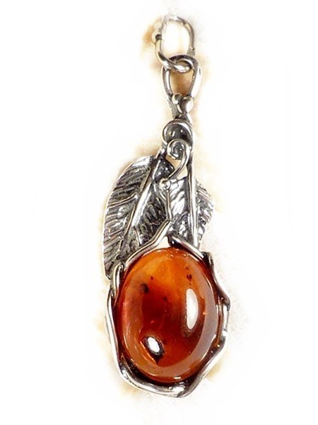 602-6 Wisiorek Srebro z Bursztynem